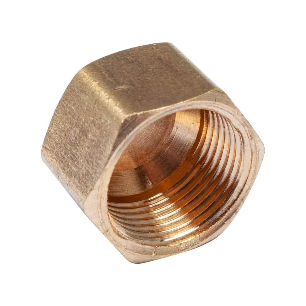 LTWFITTING 1/4-Inch Brass Compression Cap Stop Valve Cap,Brass Compression Fitting(Pack of 60)