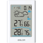 BALDR Wireless Thermometer Weather Station- Home Wireless Weather Stations for Indoor & Outdoor Uses - with Temperature Monitor, Humidity Gauge, Time & Date Display, White Blacklight LCD (White)