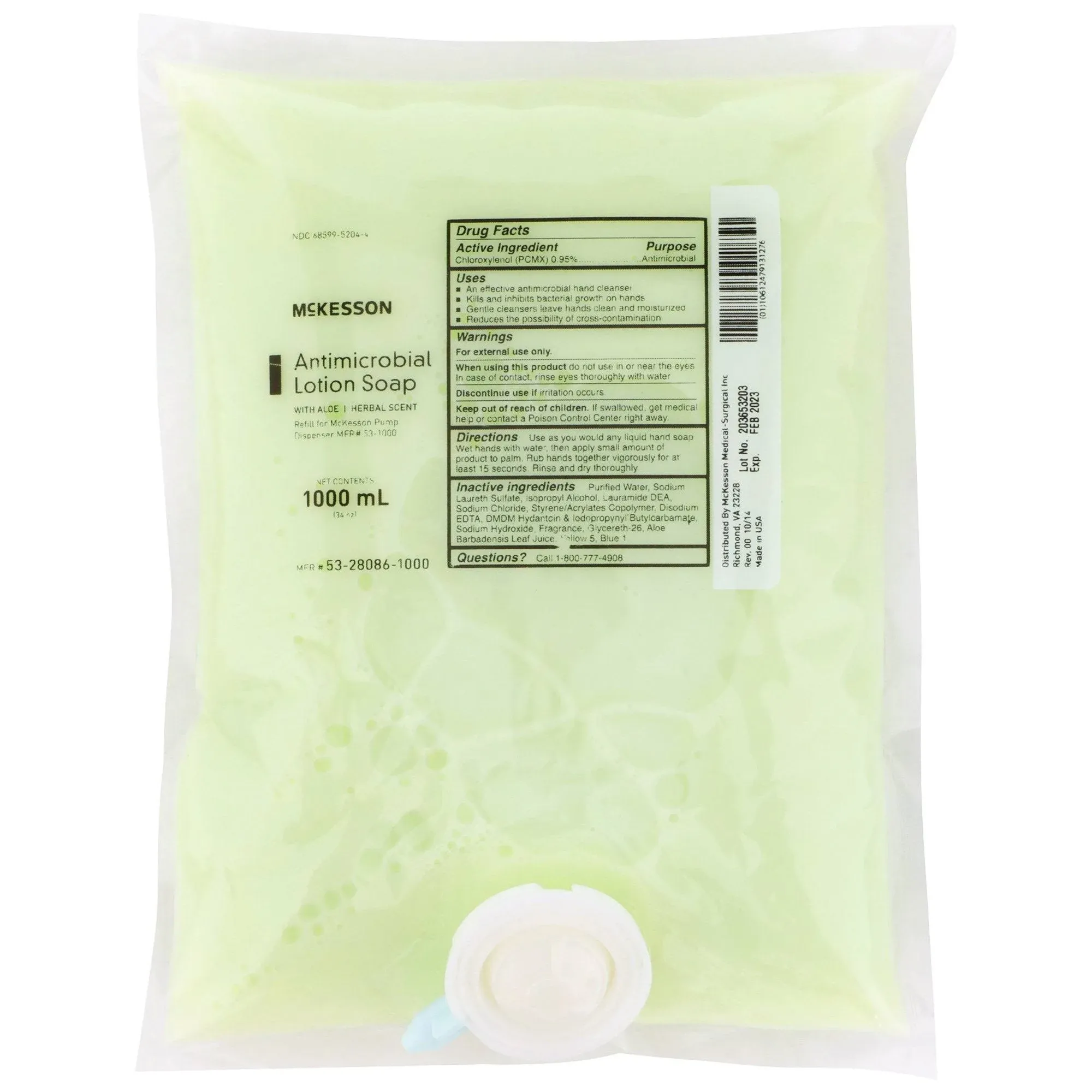 McKesson Antimicrobial Lotion Soap, Herbal Scent, with Aloe, 8-oz Bottle - Case/48