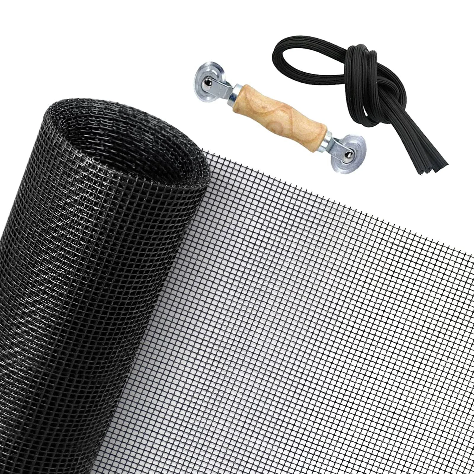 Senneny 39" x 118" Adjustable Window Screens with Rolling Tool and Screen Retainer Spline, DIY Custom Fiberglass Screen Mesh, Window Screen Replacement for Windows Doors and Patio Screens, Gray