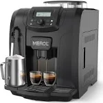 MEROL Automatic Espresso Coffee Machine, 19 Bar Barista Pump Coffee Maker with Grinder and Manual Milk Frother Steam Wand for Cappuccino Latte Macchiato, Black
