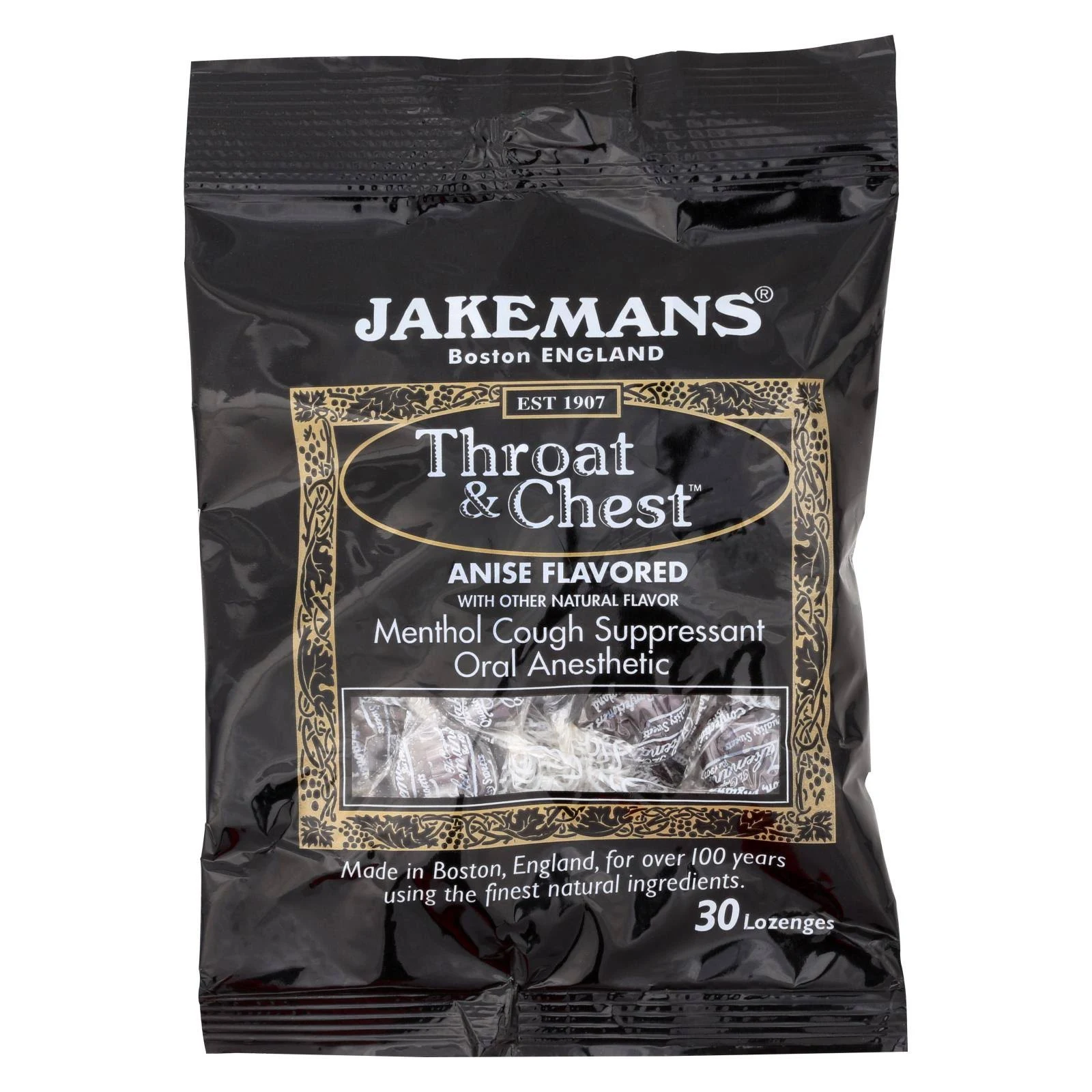Jakemans Lozenge - Throat and Chest - Licorice - 30 Count