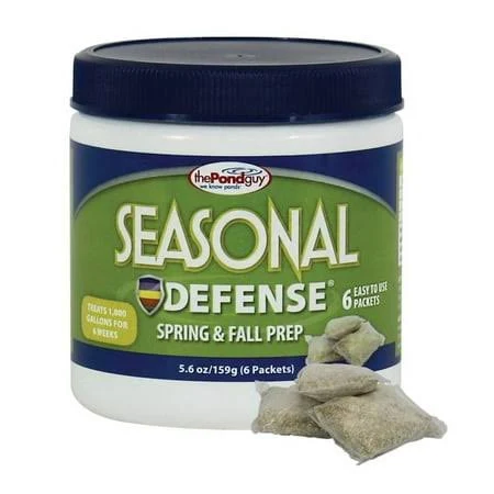 The Pond Guy Seasonal Defense, Spring & Fall Beneficial Bacteria, Barley & Enzymes, Cold Water Pond Sludge & Scum Treatment, Fish & Plant Safe, 12 Packets