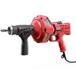 POPULO 120V Auto Feed Drain Auger,23 FT Drain Snake Suitable For 3/4"-2" Pipes For Unclogging Sinks,Shower Floor Drain and Outdoor Drain Pipe.Plumbers Snake Cleaner Include Glove,Cloth Bag