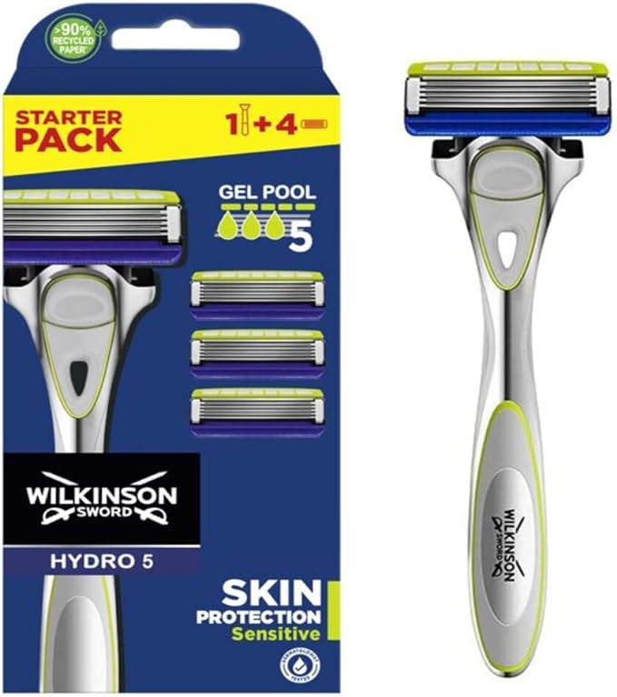 WILKINSON SWORD - Hydro 5 Skin Protection for Men | Sensitive | Razor Handle + 4 Blade Refills