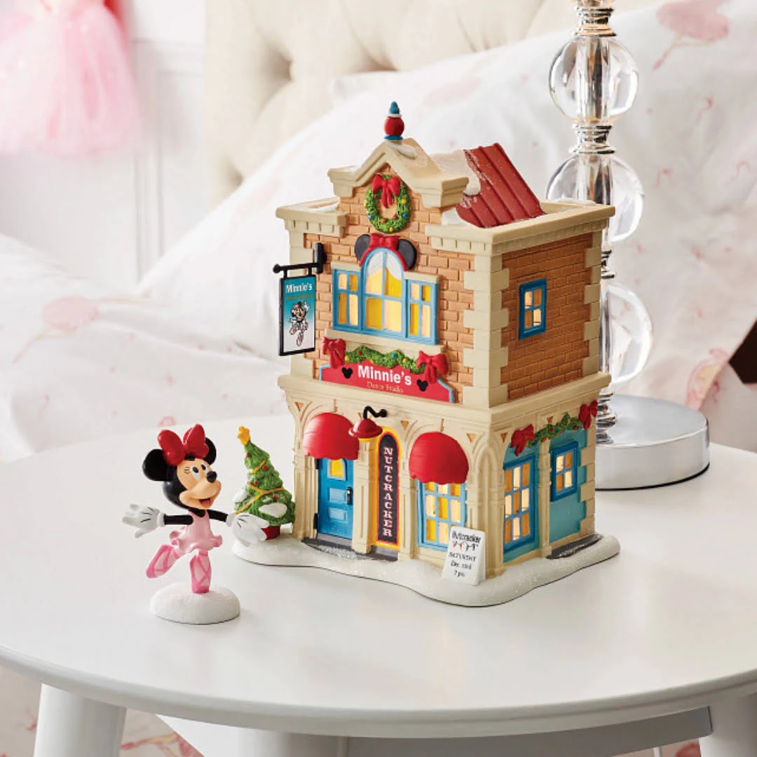 Department 56 Zinc alloy, Porcelain Disney Village Minnie Mouse Dance Academy Lit Building 7.83 Inch, Multicolor