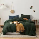 AMWAN Dark Green Duvet Cover 100% Jersey Knit Cotton Duvet Cover Queen Olive ...