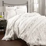 Lush Decor Belle 4-Piece Comforter Set, King, White