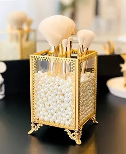 FSyueyun Gold Makeup Organizer Case Small (Pack of 1), Cosmetic Storage