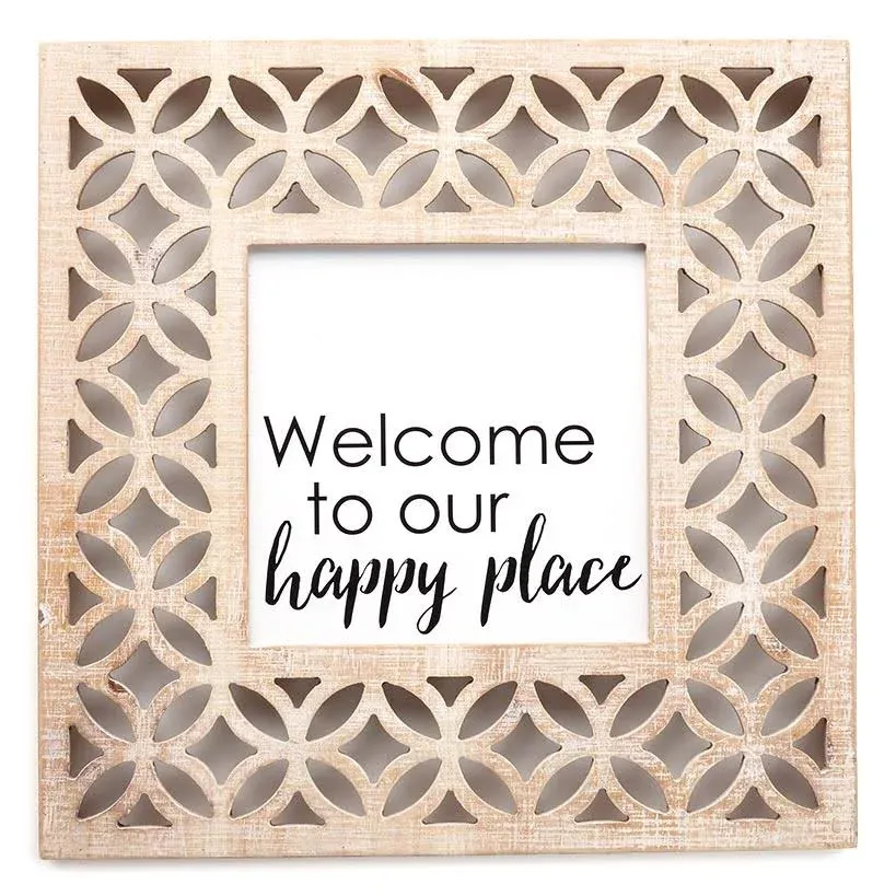 The Lakeside Collection Inspirational Phrases Collection Happy Place Framed Wall Art