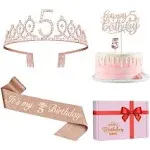 5th Birthday Decorations for Girls, 5th Birthday Sash, Crown/Tiara, Candles, Cake Toppers. 5th Birthday Gifts for Girls, 5 Birthday Decorations for