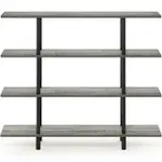 Furinno Turn-N-Tube 4-Tier Wide Display Shelf, French Oak Grey/Black