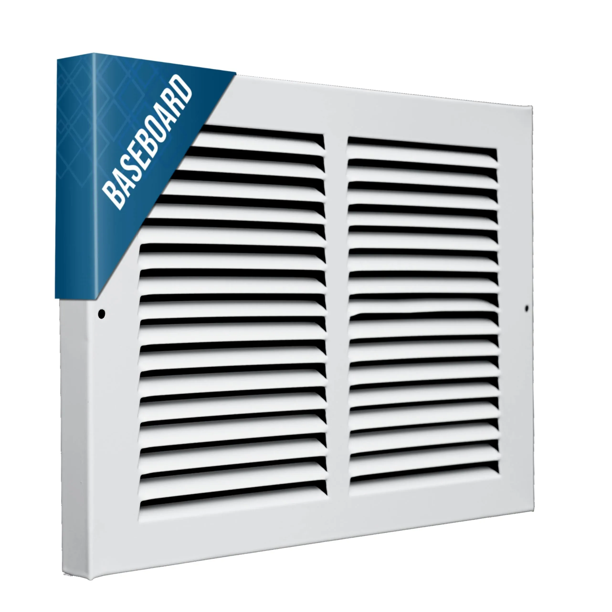 Fits 12x8 Duct Opening | Steel Baseboard Return Air Grille by Handua | Vent Cover Grill | 7/8" Margin Turnback [Depth] to Fit Baseboard | White | Outer Dimensions: 13.75"W X 9.75 "H
