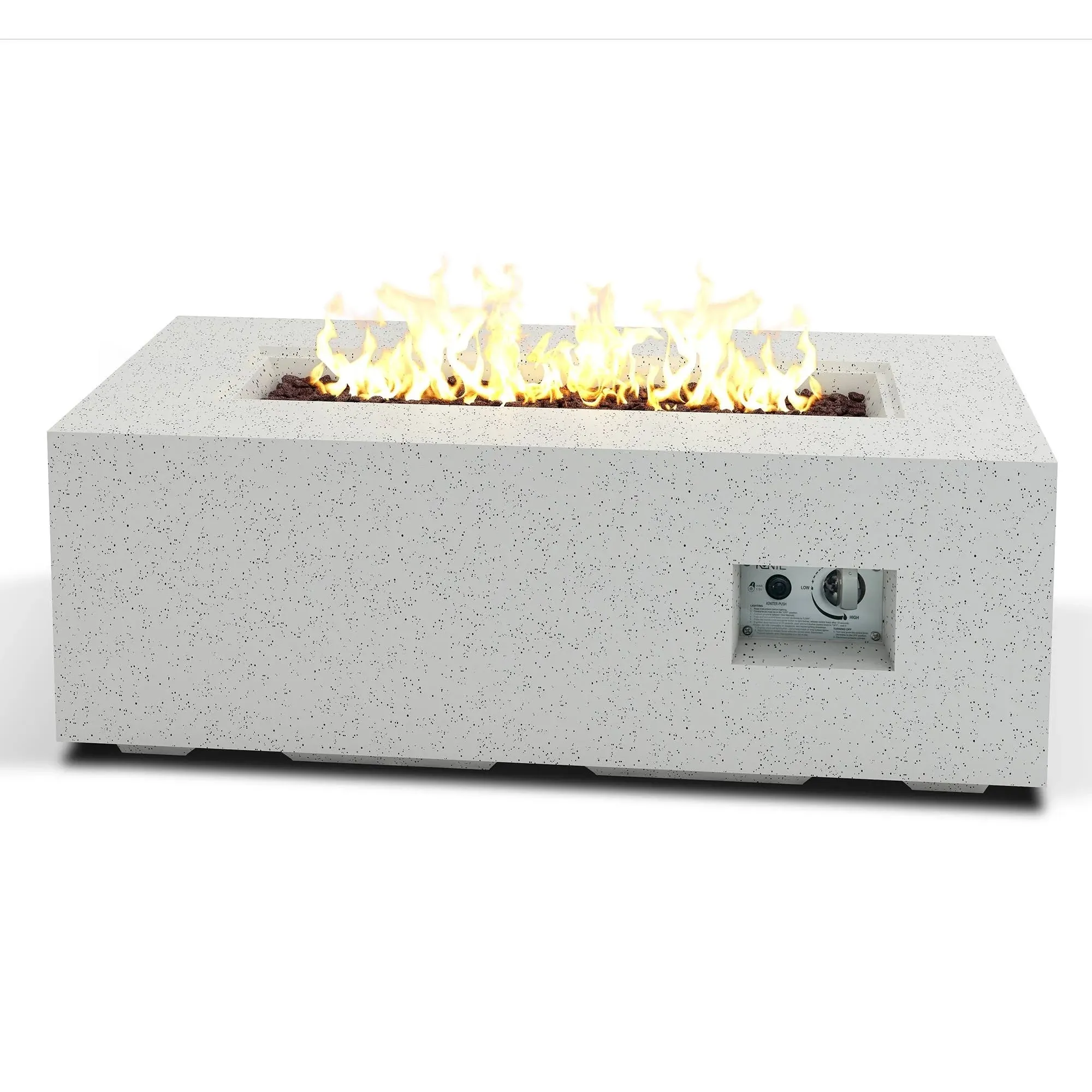 Kante 42 inch Long Concrete and Metal Outdoor Eco-Friendly Smokeless 50,000 BTU ...