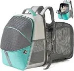 ELLONI Cat Backpack Expandable - Pet Carrier Backpack - Cat Carrier Backpack Expandable Durable Breathable Mesh, Pet Backpack Carrier for Small Dogs, Escape Proof Leash, Up to 16lbs, Mint