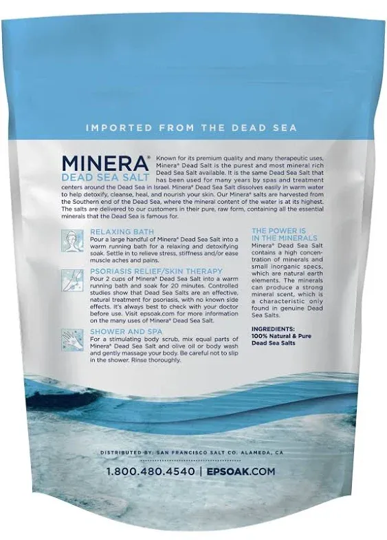 Minera Dead Sea Salt - 15 lb. (Qty 3 x 5 lb. Bags) Fine Grain