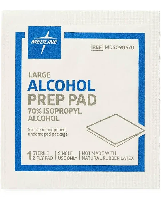 Medline Sterile Alcohol Prep Pads, Large