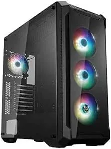 FSP E-ATX Mid Tower PC Gaming Case with 2 Tempered Glass Panels, 4 Addressable RGB Fans, Asus & MSI Motherboard Sync (CMT520 Plus)