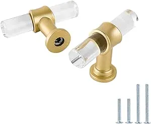 12 Pack Acrylic Kitchen Cabinet Knobs Brushed Brass Drawer Knobs Ls9165gd Modern