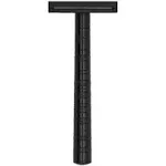 Henson Shaving Razor - Jet Black Double Edge Safety Razor with 5 Spare Blades - 30° Angled Precision With Superior Blade Rigidity- Reusable Single Blade Razors For Men and Women