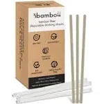 Ibambo Disposable Straws - 250 Pack Single Wrapped Bamboo Fiber | Biodegradable Straws