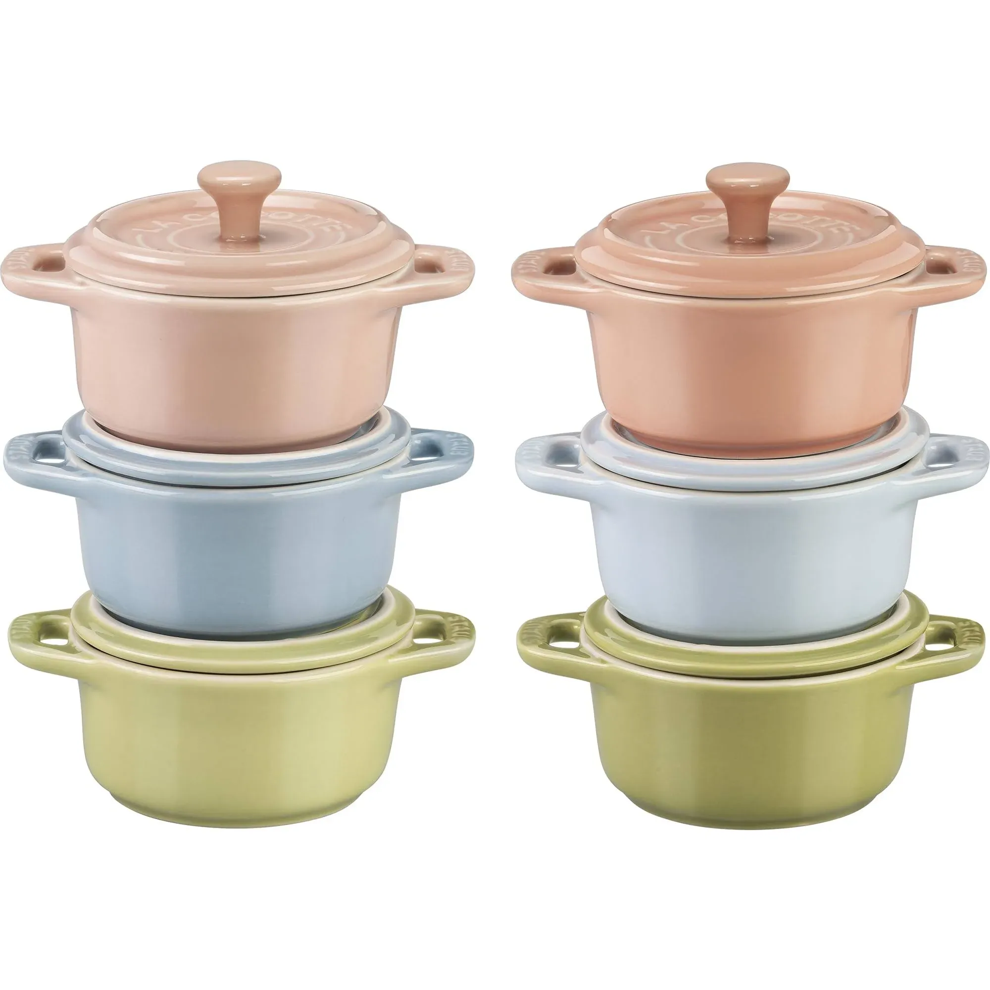 Staub Macaron Ceramic 6-pc Mini Round Cocotte Set