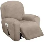 ULTICOR 4-Piece, 1 Seat Recliner Cover, Yarn Dyed Reclining Chair Covers for 1 Cushion Reclining Sofa, Single Seat Recliner Couch Cover, Soft, Machine Washable (Dark Grey, Recliner Cover)
