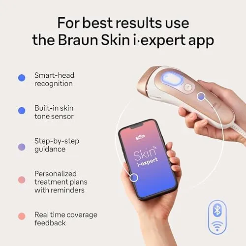 Braun IPL Skin i·expert, at Home Hair Removal, Holiday Gifts for Women and Men with Free App, Vanity Case, White