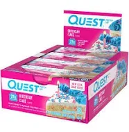 Quest Nutrition
           QuestBar Protein Bars Birthday Cake -- 12 Bars
        
        
        
        
        
          
          SKU #: 888849005963
          
            Shipping Weight:
              1.8 lb
            
          
         
