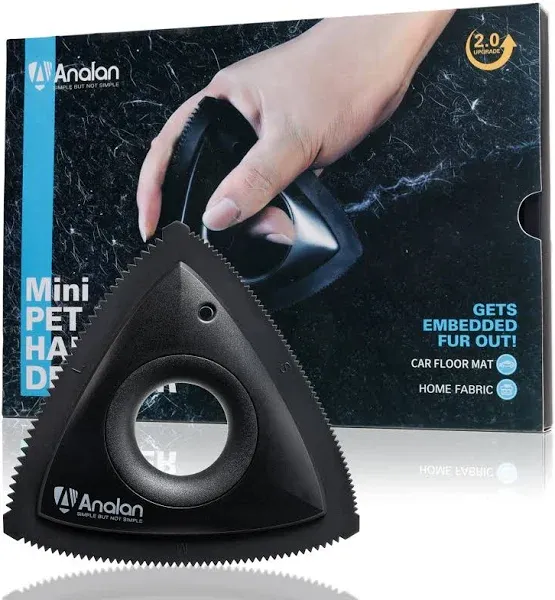 Analan Mini Pet Hair Remover for Car Detailing Supplies, Triangle Dog Hair Remover for Auto Detailing, Couch, Furniture, Lint, Carpet (Suit with 2 Blades) (Pink)