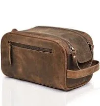 Premium Leather Toiletry Travel Pouch With Waterproof Lining - Brown | King-S...