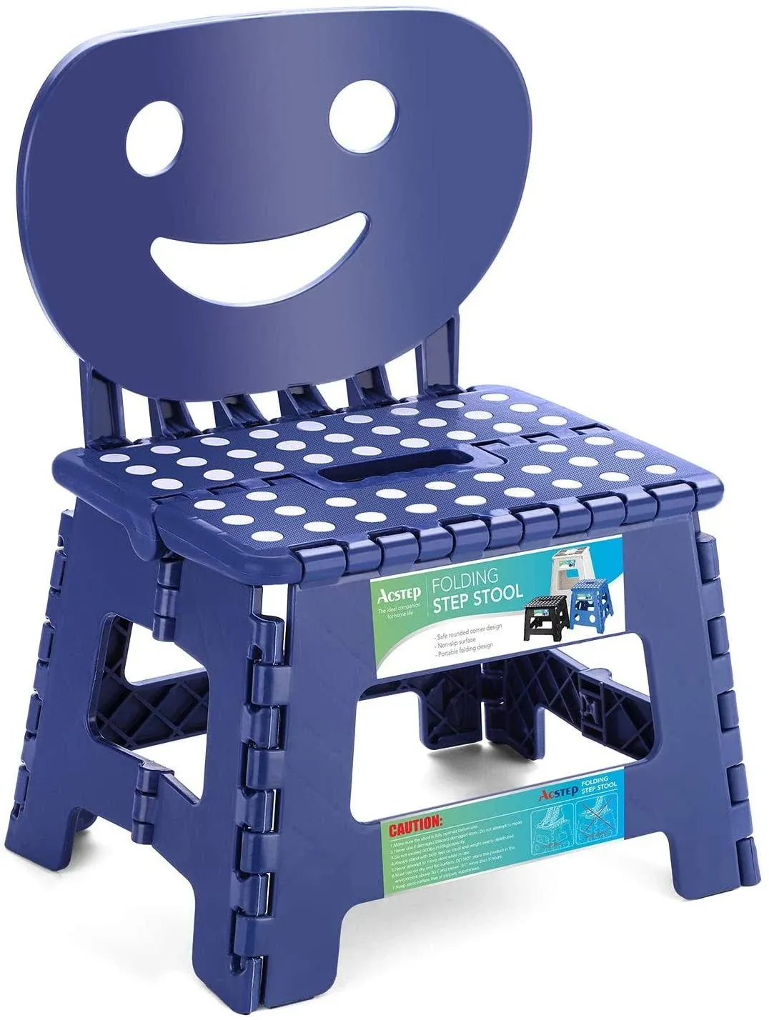  Folding Step Stool with Back Support for Kids,9&#034; Kids Step Stool for Blue