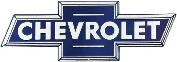 Chevrolet Chevy Emblem Logo Bow Tie 28" Embossed Metal Tin Sign Vintage Garage