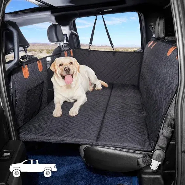 YJGF Dog Back Seat Extender for Truck,Truck Dog Seat Cover Back Seat,Dog Hammock for Truck,Pet Seat Covers for Dogs,Hard Bottom Seat Extender for Dogs,Dog Seat Cover for F150/RAM1500/Silverado (black)