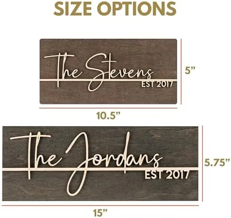 Personalized 3D Effect Family Name Sign, Custom Last Name Wood Sign with Date, 3 Colors, 2 Sizes, Custom Gift for Couples, Wedding Sign for Couples,
