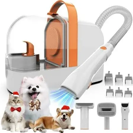 Dog Grooming Vacuum, Dog Grooming Kit with Pet Clippers, 12,000Pa Pet Hair Vacuu