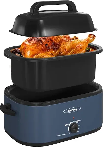 Sunvivi Electric Roaster Oven Turkey Roaster with Lid Electric Roasters with Removable Pan Large Roaster,Visible & Self-basting Lid
