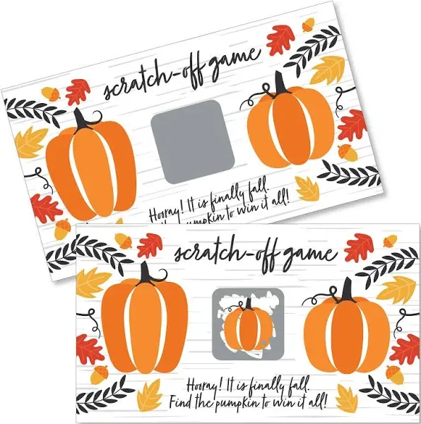 Big Dot of Happiness Fall Pumpkin Halloween or Thanksgiving Party Game Scratch Off Cards