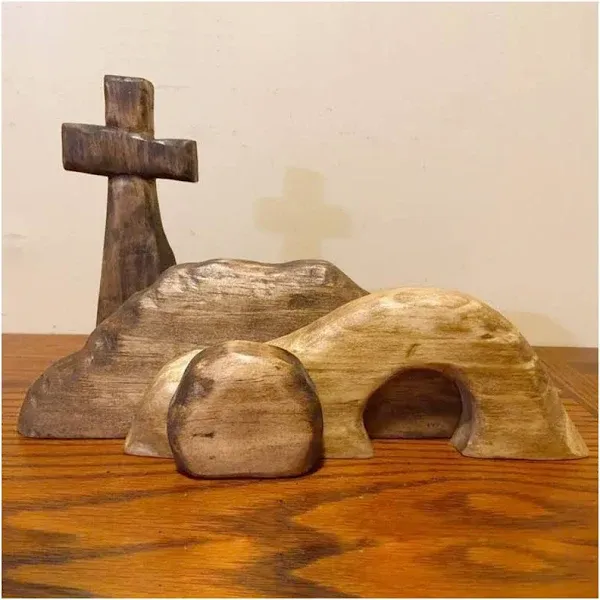 The Empty Tomb Easter Scene and Cross Decoration Jesus Tomb Easter Tray Bundle Kit