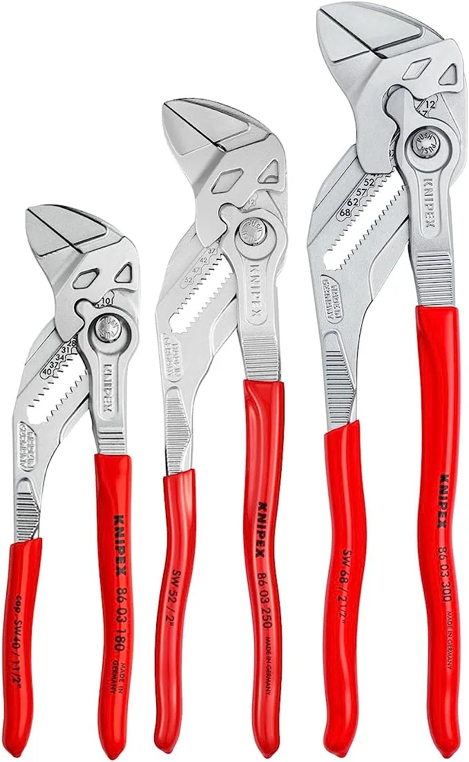 KNIPEX Tools 00 20 06 US2, Pliers Wrench 3-Piece Set