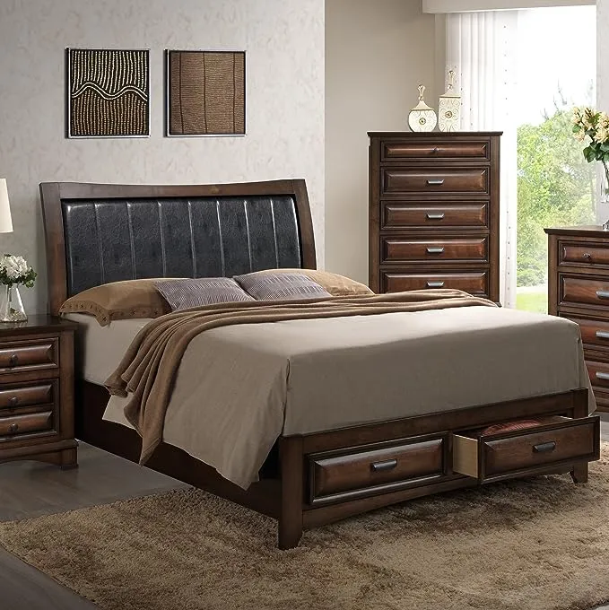 Roundhill Furniture Broval Light Espresso Wood King-size Brown King