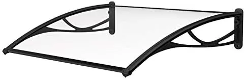 ADVANING DA4735-PSS2A PA Series, Premium Quality Gray Polycarbonate Door/Window Awning Ideal for Rain, Snow and UV Protection, 47"W x 35"D, Tinted/Silver Brackets