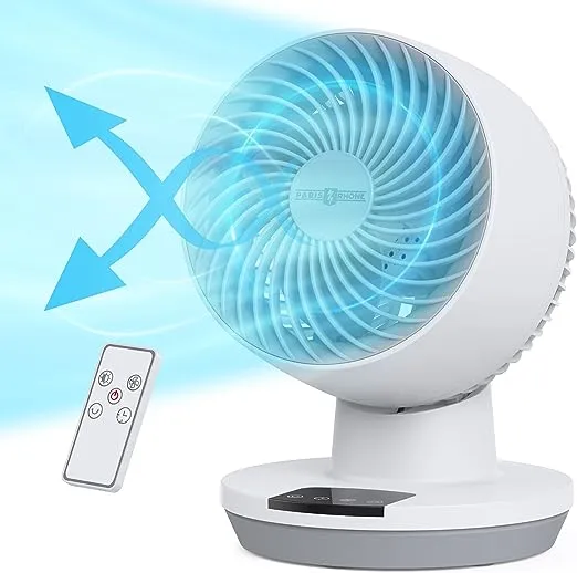 Air Circulator Fan with Remote, Small Oscillating Table Fan with 8-Hour Timer, 90-Degree Tilt, 3 Speeds, LED Display, Touch Control, Quiet Desktop Fan for Bedroom, Office, Living Room, Home