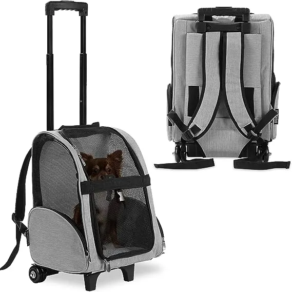 Kopeks Deluxe Backpack Pet Travel Carrier with Double Wheels