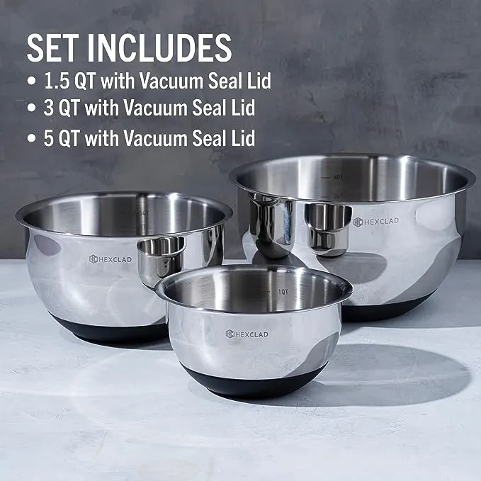 HexClad Stainless Steel Mixing Bowls