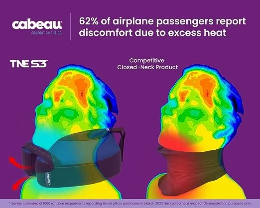 Cabeau Evolution S3 Travel Neck Pillow Memory Foam Neck Support, Adjustable Clasp, and Seat Strap Attachment - Comfort On-The-Go with Carrying Case for Airplane, Train, and Car (Indigo Blue)