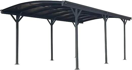 Hanover 19-Ft. x 10-Ft. Aluminum Arch-Roof Carport with Opaque Polycarbonate Roof Panels and Ribbed Ceiling, Weather-Resistant and Durable Metal Carports for Driveway and Outdoor Parking Protection