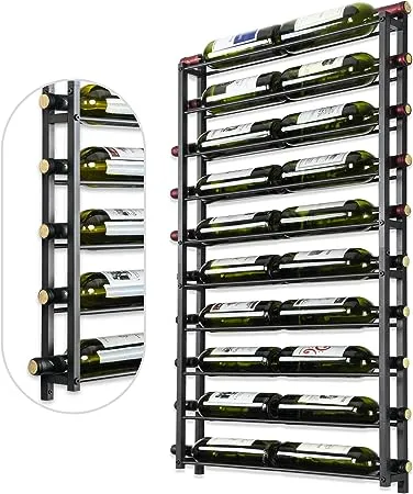 AQAREA Wine Rack Wall Mounted: 20 Bottles Hanging Wine Rack Wall Mount - Black Wall Wine Storage Holder