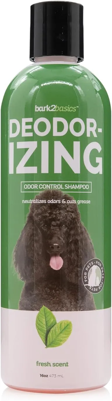 Bark 2 Basics Deodorizing Dog Shampoo, 16 oz - Powerful Odor Neutralizer Odortrol, Naturally Derived Ingredients, Eliminates Smelly Pet Odors, Professional
