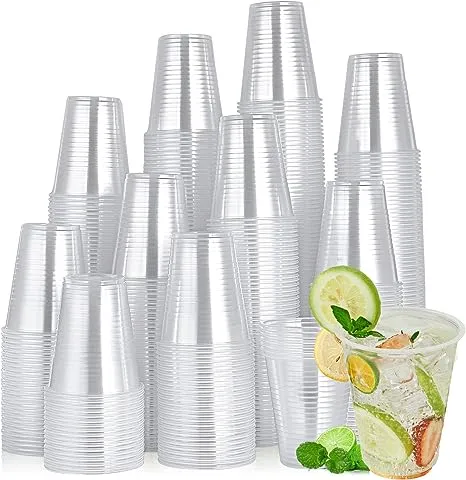 Turbo Bee 480 Pack 12oz Clear Plastic Cups,Disposable Drinking Cups,Transparent Hot and Cold Drink Container for Water, Juice, Soda, Milk